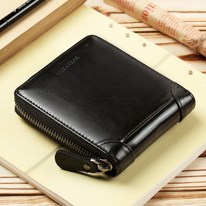 New Men's Simple Small Wallet European and American Explosive Handbag Zipper Men's Bag Multi-Card Large-capacity Clutch