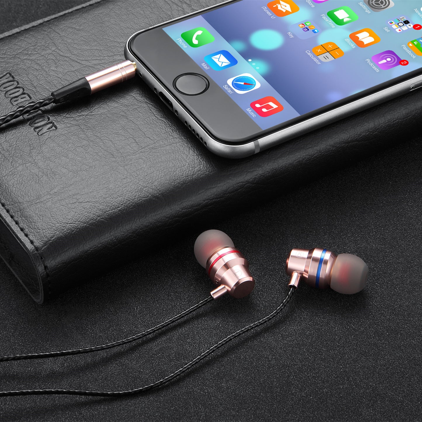 【WJHH】Factory Direct Selling Low-price Metal Bass Headphones Mobile Phone In-Ear Headset Wire Control Belt Wheat 