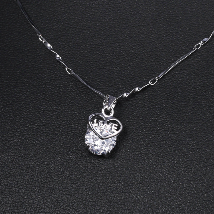 Korean version of the best-selling necklace collection color-preserving hypoallergenic zircon necklace simple temperament geometric heart-shaped necklace for women 