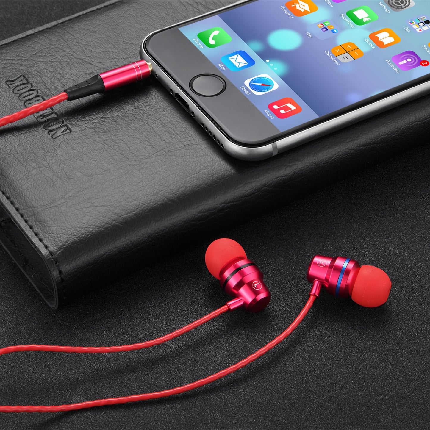 【WJHH】Factory Direct Selling Low-price Metal Bass Headphones Mobile Phone In-Ear Headset Wire Control Belt Wheat 