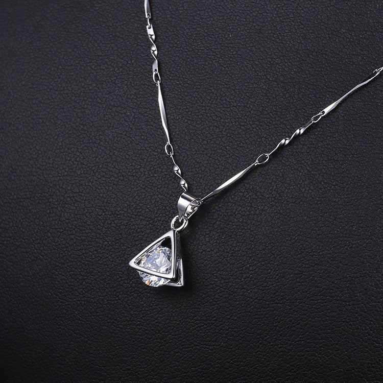 Korean version of the best-selling necklace collection color-preserving hypoallergenic zircon necklace simple temperament geometric heart-shaped necklace for women 