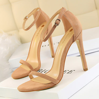 126-9 European and American style fashion sexy female sandals stiletto super high heel suede open toe summer high heels 