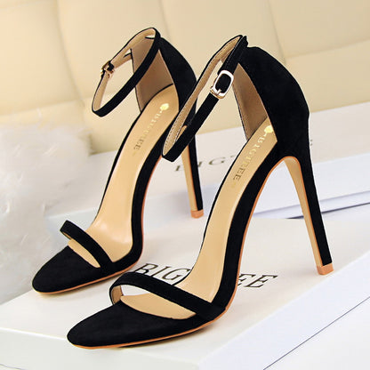 126-9 European and American style fashion sexy female sandals stiletto super high heel suede open toe summer high heels 