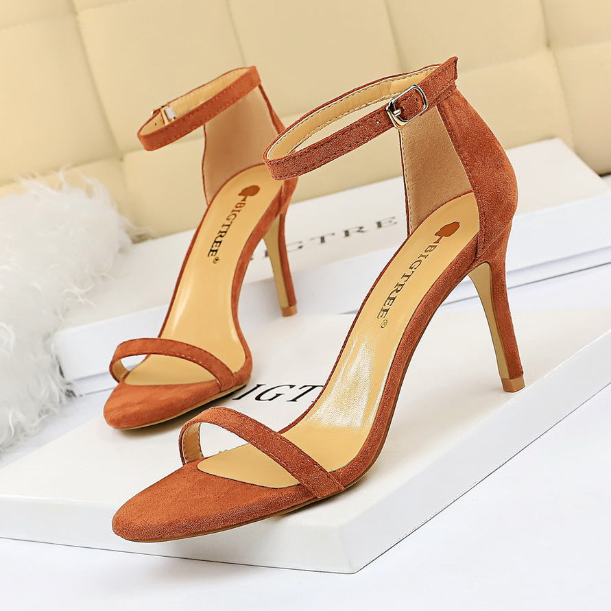 126-9 European and American style fashion sexy female sandals stiletto super high heel suede open toe summer high heels 