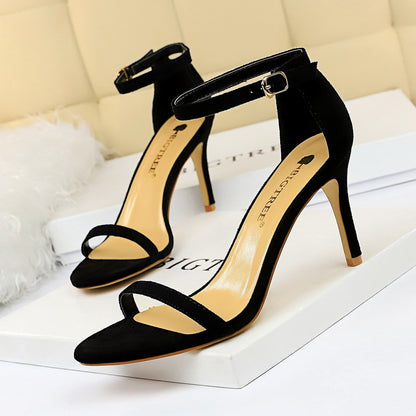 126-9 European and American style fashion sexy female sandals stiletto super high heel suede open toe summer high heels 