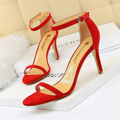 126-9 European and American style fashion sexy female sandals stiletto super high heel suede open toe summer high heels 