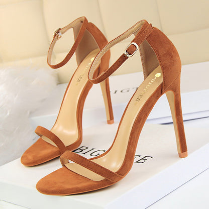 126-9 European and American style fashion sexy female sandals stiletto super high heel suede open toe summer high heels 