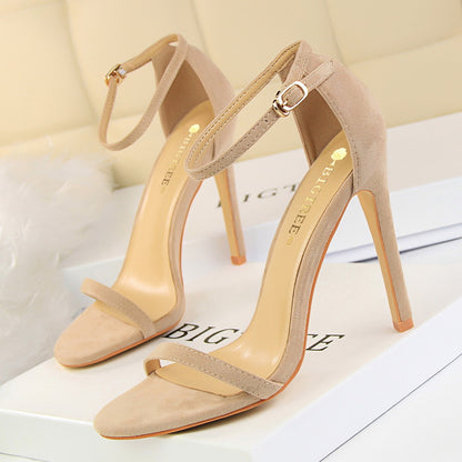 126-9 European and American style fashion sexy female sandals stiletto super high heel suede open toe summer high heels 