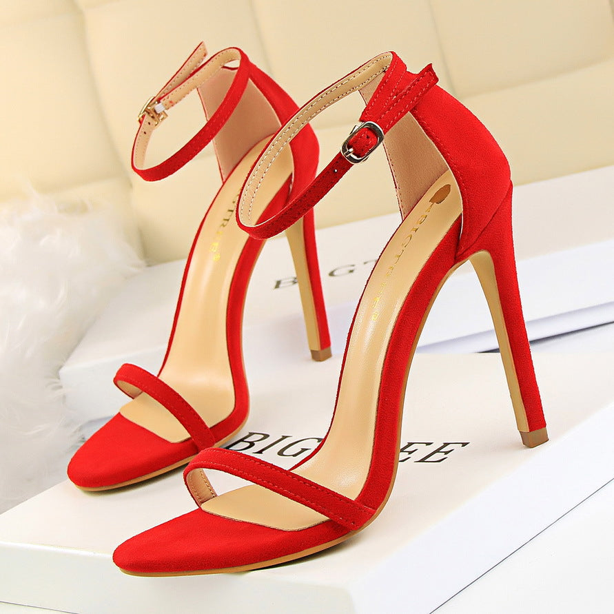 126-9 European and American style fashion sexy female sandals stiletto super high heel suede open toe summer high heels 