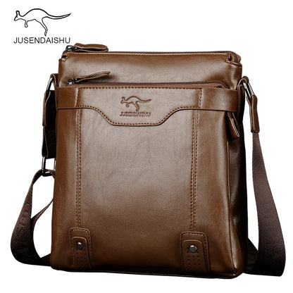 Jusen Kangaroo Men's Bag Men's Bag Business Casual Crossbody Bag Men's Bag Shoulder Bag Vertical Version One Piece Dropshipping 