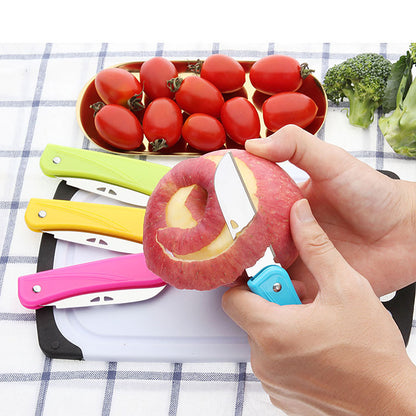 Binary store candy color PP plastic handle folding fruit knife portable sharp stainless steel folding knife paring knife 