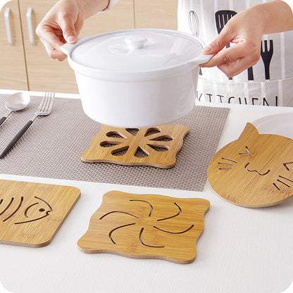 Wooden cartoon insulation mat, dining table mat, non-slip pot mat, creative cute mat, tea coaster, bowl mat, coaster 