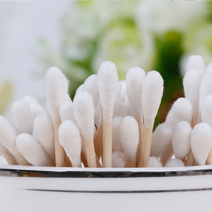 E[Xinlemei] Free shipping 500 pieces/box of cotton swabs manufacturer disposable wooden stick cotton swabs round boxed cosmetic cotton swabs 