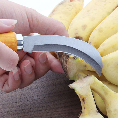 Yuandian stainless steel fruit knife pineapple knife wooden handle banana scimitar multifunctional fruit peeling knife kitchen knife 