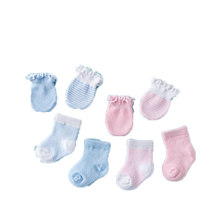 2023 Cotton anti-mosquito baby socks anti-scratch gloves socks summer children's lace cotton socks manufacturer wholesale 