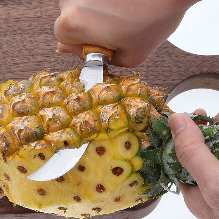 Yuandian stainless steel fruit knife pineapple knife wooden handle banana scimitar multifunctional fruit peeling knife kitchen knife 