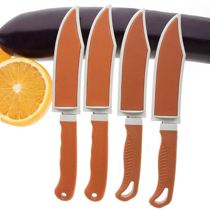 New dollar store department store yellow set knife stainless steel fruit knife household with protective cover travel knife paring knife 