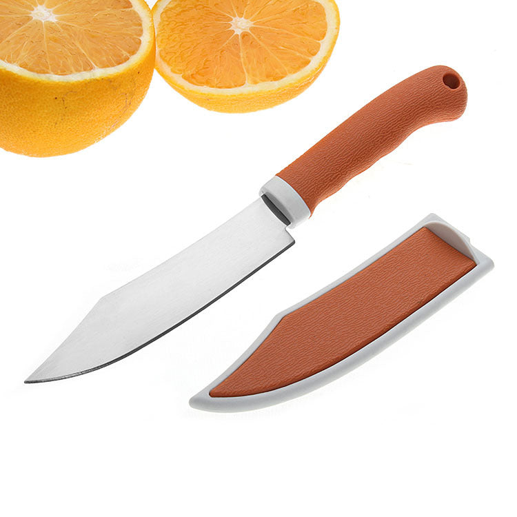 New dollar store department store yellow set knife stainless steel fruit knife household with protective cover travel knife paring knife 