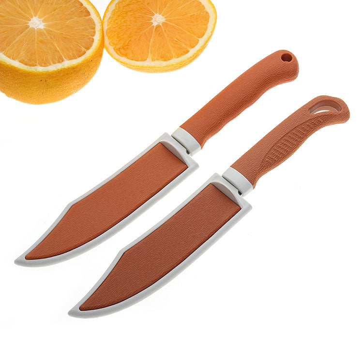 New dollar store department store yellow set knife stainless steel fruit knife household with protective cover travel knife paring knife 