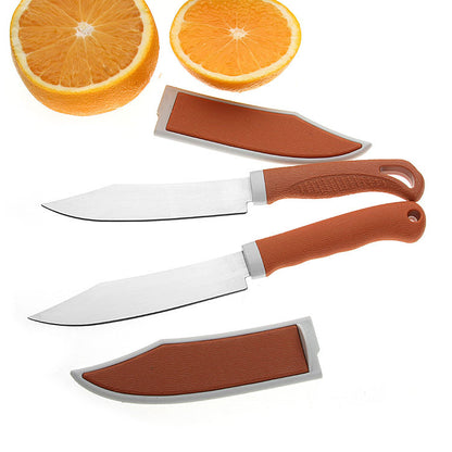 New dollar store department store yellow set knife stainless steel fruit knife household with protective cover travel knife paring knife 