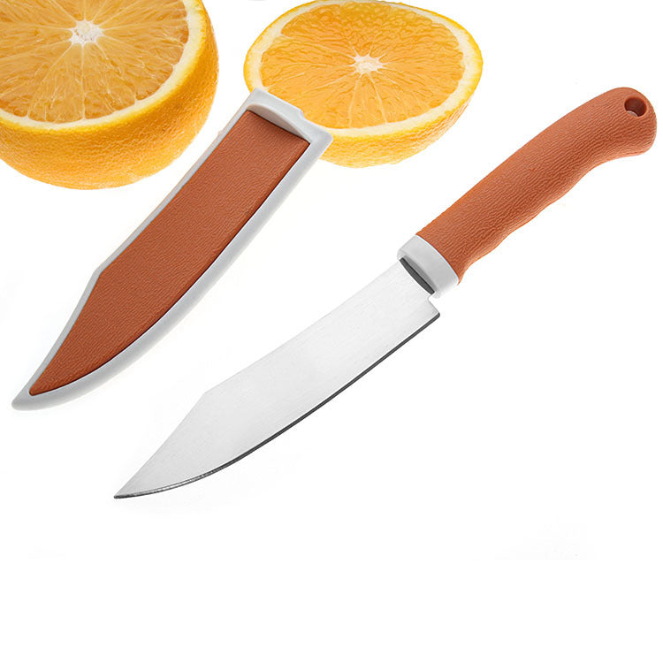 New dollar store department store yellow set knife stainless steel fruit knife household with protective cover travel knife paring knife 