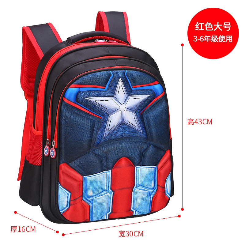 Captain schoolbag elementary school boy burden reduction 1-3-5-6 grade wear-resistant waterproof Spider-Man backpack 