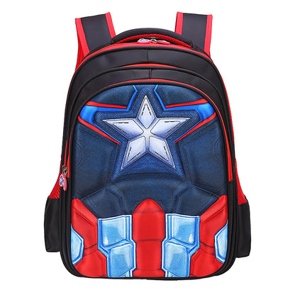 Captain schoolbag elementary school boy burden reduction 1-3-5-6 grade wear-resistant waterproof Spider-Man backpack 