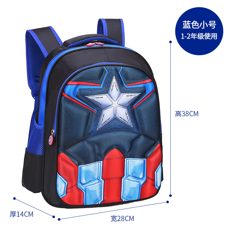 Captain schoolbag elementary school boy burden reduction 1-3-5-6 grade wear-resistant waterproof Spider-Man backpack 