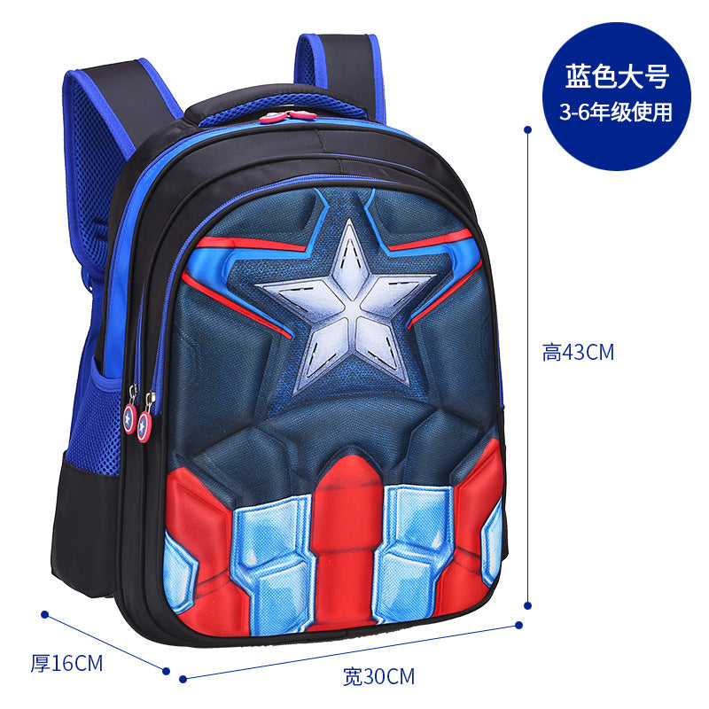 Captain schoolbag elementary school boy burden reduction 1-3-5-6 grade wear-resistant waterproof Spider-Man backpack 