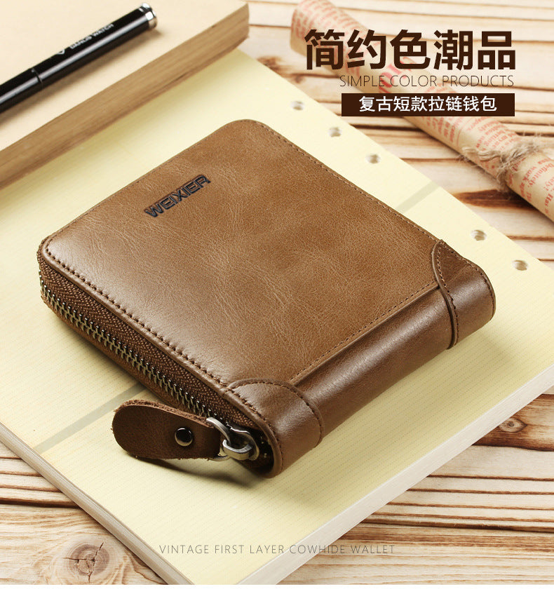 New Men's Simple Small Wallet European and American Explosive Handbag Zipper Men's Bag Multi-Card Large-capacity Clutch