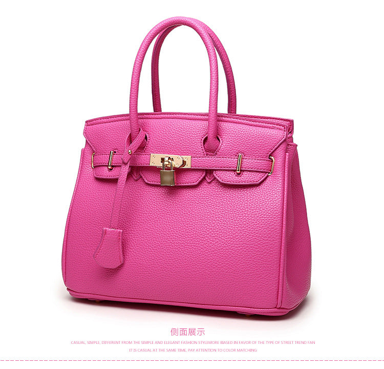 2022 New Women's Bags Lychee Pattern Shoulder Birkin Bag Fashion Crossbody Handbag Women's Bag Red Bridal Bag 