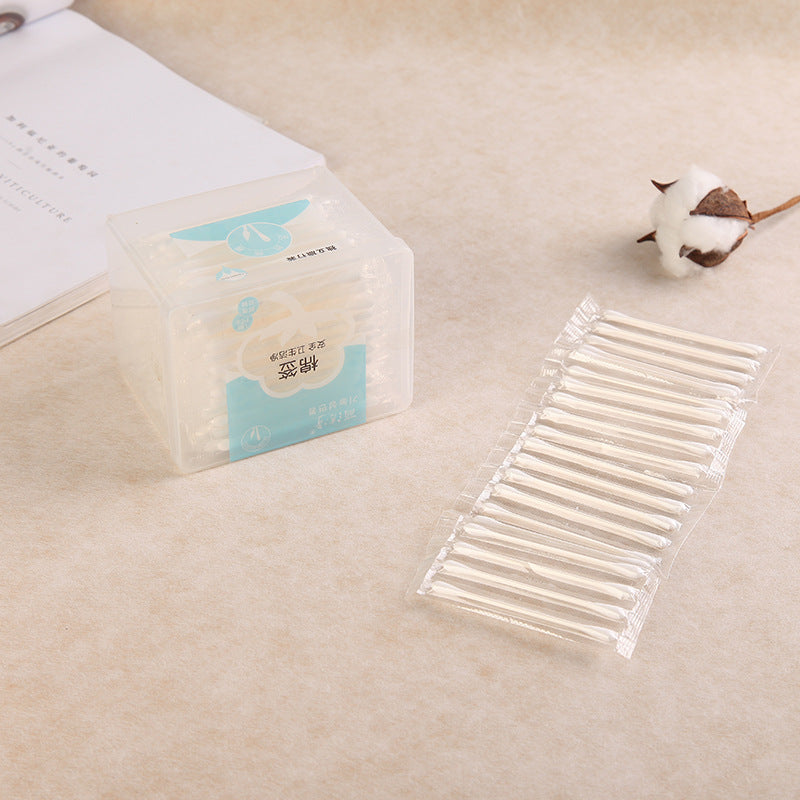 Disposable single individually packaged cotton swab with tip and round head portable paper stick cotton swab 