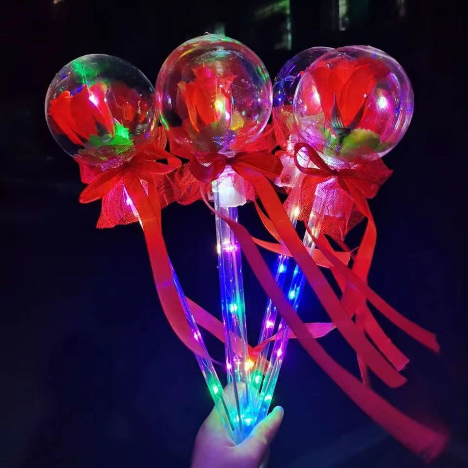 Glitter Rose Flower Ball Douyin Fairy Stick ကလေးများ၏တောက်ပသောအရုပ် Valentine's Day Stall Star Ball