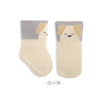 2023 autumn new arrival newborn baby socks wide cuffs no leg tight baby socks boneless cartoon mid-tube socks