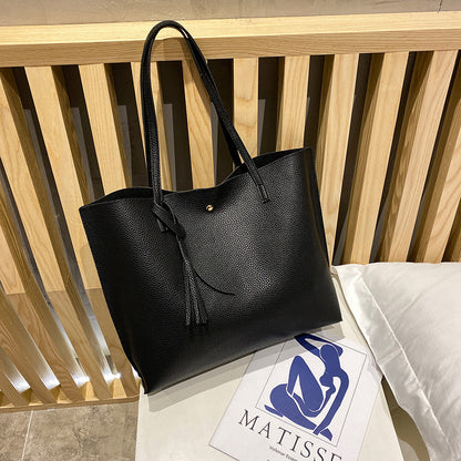 2023 Spring and Summer New Large Capacity Simple Tote Bag Large Bag Women's Fresh Fashion Shoulder Bag Shopping Bag Commuter Bag 