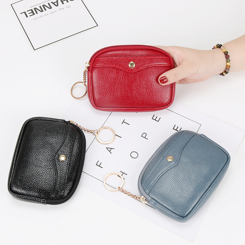 Korean style women's coin purse shell small wallet simple card holder soft leather key bag mini handbag zipper coin bag 