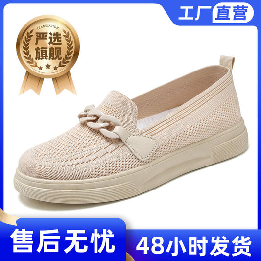 Shoes women's 2023 new foreign trade women's shoes comfortable flying weaving mother shoes slip-on comfortable cross-border women's single shoes