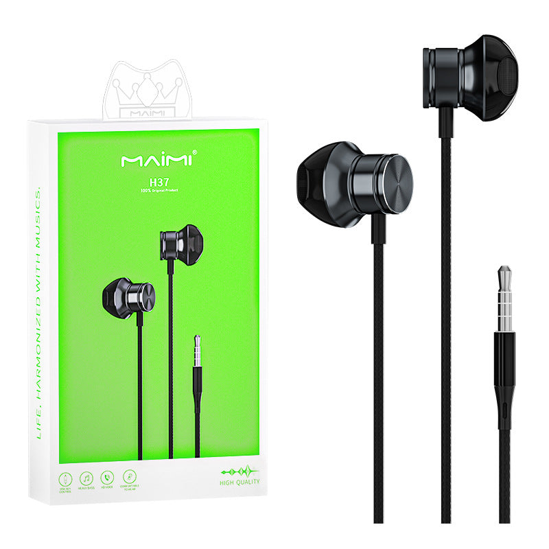 Mai Mi H37 ကြိုးတပ်နားကြပ် semi-in-ear 3.5mm အပေါက်ဝိုင်းခေါင်း အထူးအရည်အသွေးမြင့် မိုဘိုင်းလ်ဖုန်း အားကစားဂိမ်း