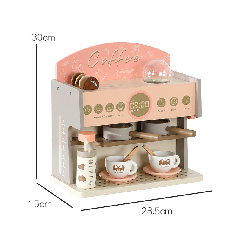 Cross-border children's wooden role-playing kitchen fun parent-child interactive dining kitchen simulation coffee machine play house toys