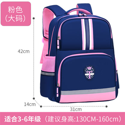 British style schoolbag primary school students boys and girls large-capacity load reduction spine protection 6-12 years old word LOGO children's backpack 