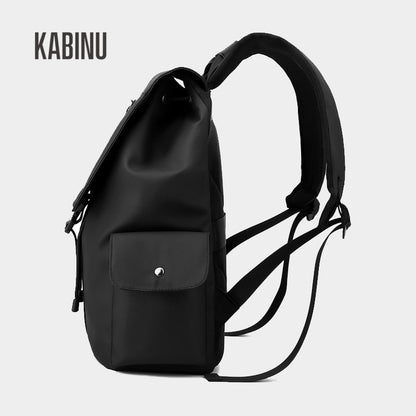 Kabinu solid color backpack leather film casual water-repellent backpack business commuter computer bag middle school student school bag 