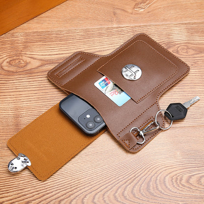 Upgrade the new mobile phone waist bag men's construction site work mobile phone leather case can put cigarette case hanging key wear belt special 