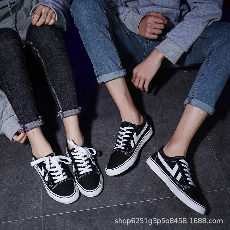 Korean version of all-match canvas shoes men's Hong Kong style casual sneakers students women's low-top students white shoes couples ins shoes 