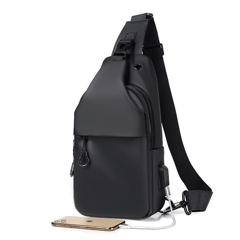 USB Charging Port Shoulder Bag Men's Tide Bag Messenger Bag Casual Sports Large Capacity Chest Bag Diagonal Hanging Bag Boys 