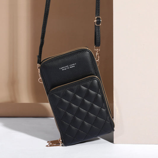 2022 New Large Capacity Multifunctional Fashion Simple Shoulder Small Bag Diagonal Three-Layer Zipper Mobile Phone Bag Women 