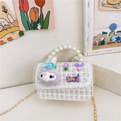 New Style Princess Pearl Portable Coin Purse Fashion Chain Children's Shoulder Bag Cartoon Cute Coin Bag 