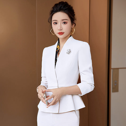 Professional suit female skirt suit white suit jacket suit fashion 4S business formal dress female beautician overalls 