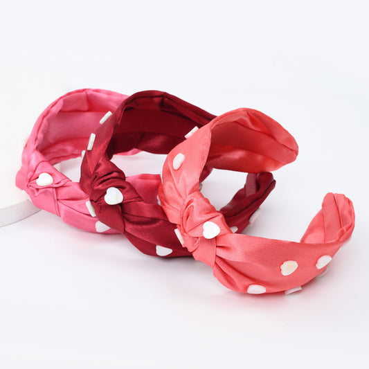 2022 New Love Pink Headband Women's Valentine's Day Knotted Headband Cute Girly Temperament Headband Hair Cave Women 