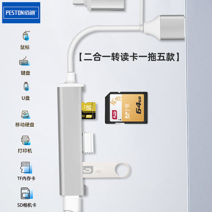 USB Extender 3.0 Set Splitter Adapter Type-C Laptop Expansion Dock One Four HUB ကို ဆွဲထည့်ပါ