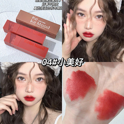 kekemood light matte printed lip glaze matte velvet matte non-fading whitening lipstick lip glaze တတ်နိုင်တဲ့ ကျောင်းသူလေးများ 